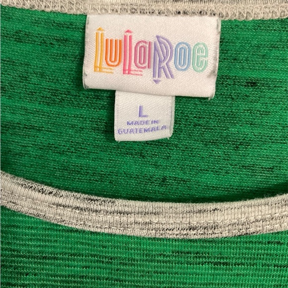 LuLaRoe Randy T-shirt Tunic Emerald Green and Heather Gray Tee Size L - Picture 2 of 4